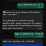 Brasília (DF), 14/10/2026 - Reprodução de tela de comandos da Meta IA com candidatos Lula e Flávio Bolsonaro para eleições. Foto: Meta IA/Reprodução